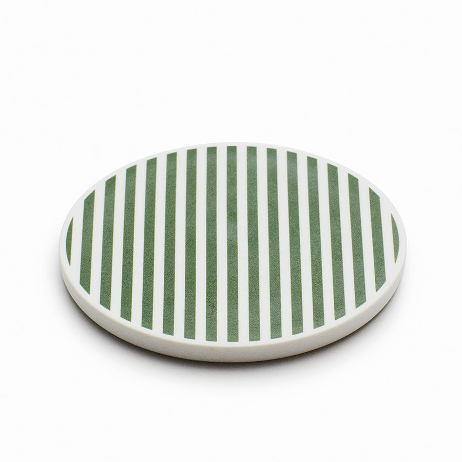 1616/ Arita porcelain coaster green stripe, from the "colour" collection designed by Scholten & Baijings