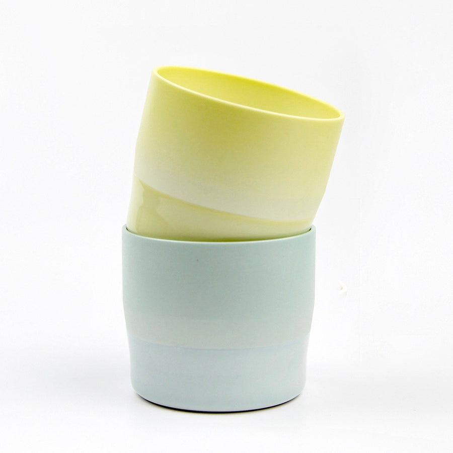 1616/ Arita porcelain espresso cup light yellow and light blue, from the "colour" collection designed by Scholten & Baijings