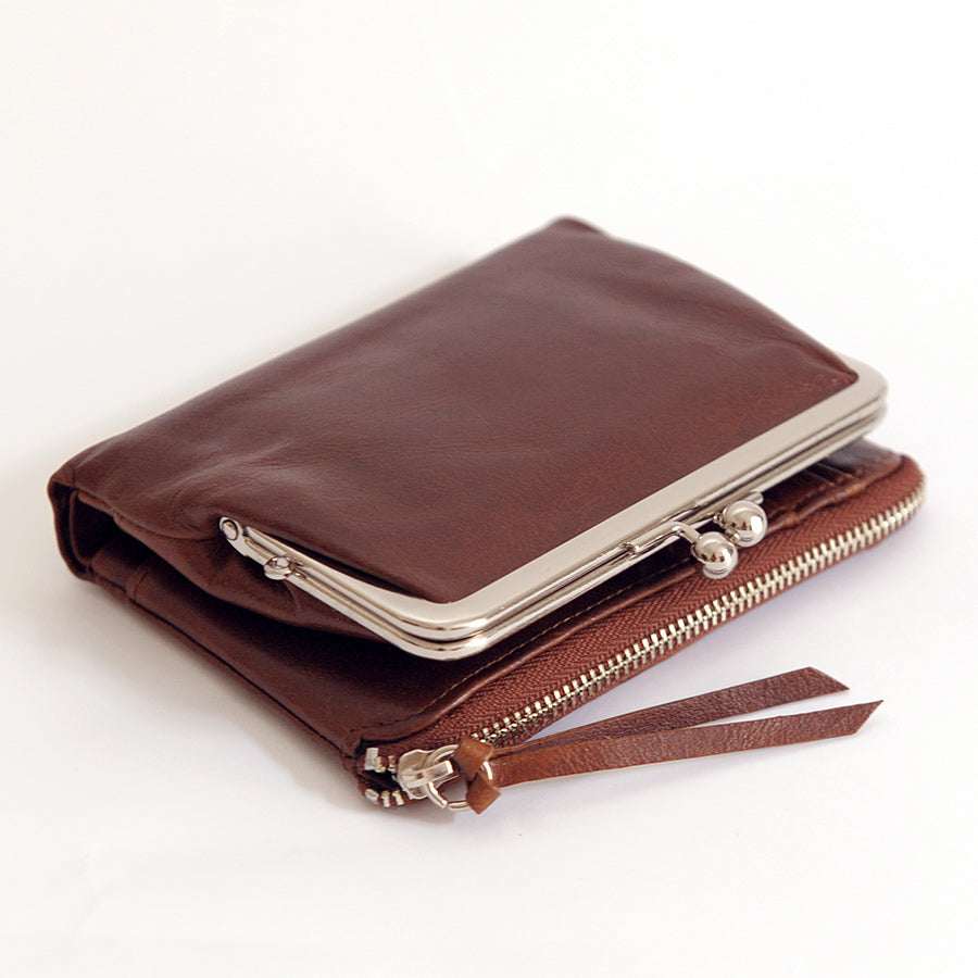 Baggy Port Mul Tri Fold Purse Brown