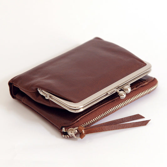 Baggy Port Mul Tri Fold Purse Brown