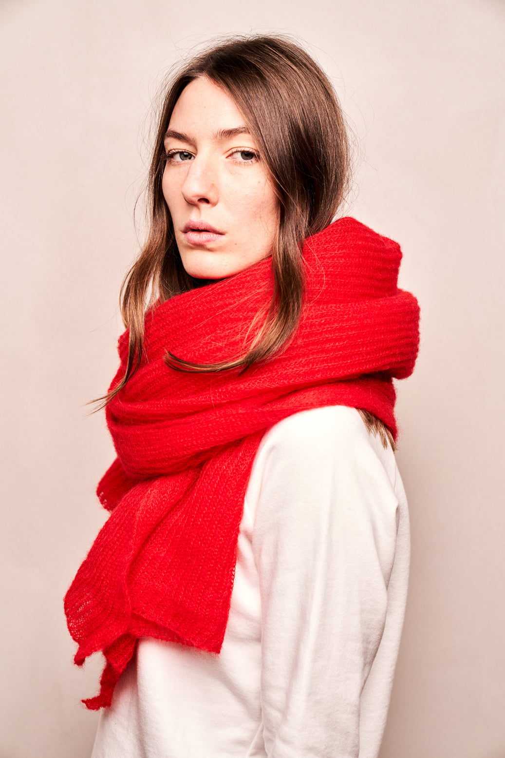 mmies Mohair Scarf Red