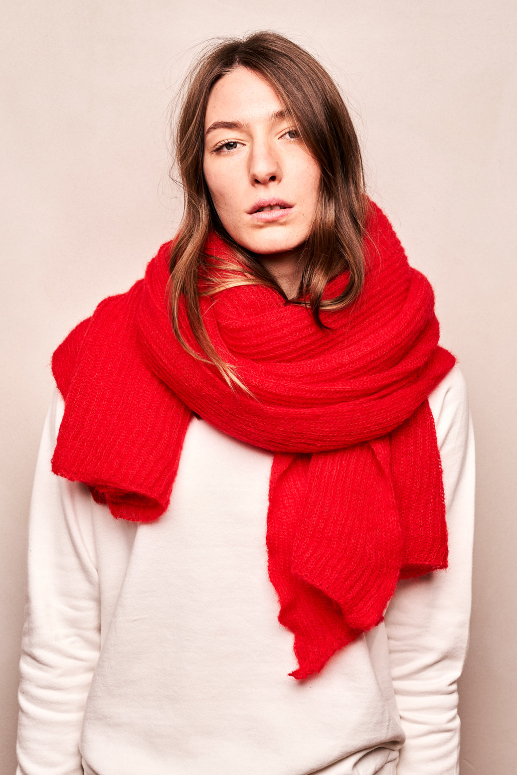 mmies Mohair Scarf Red