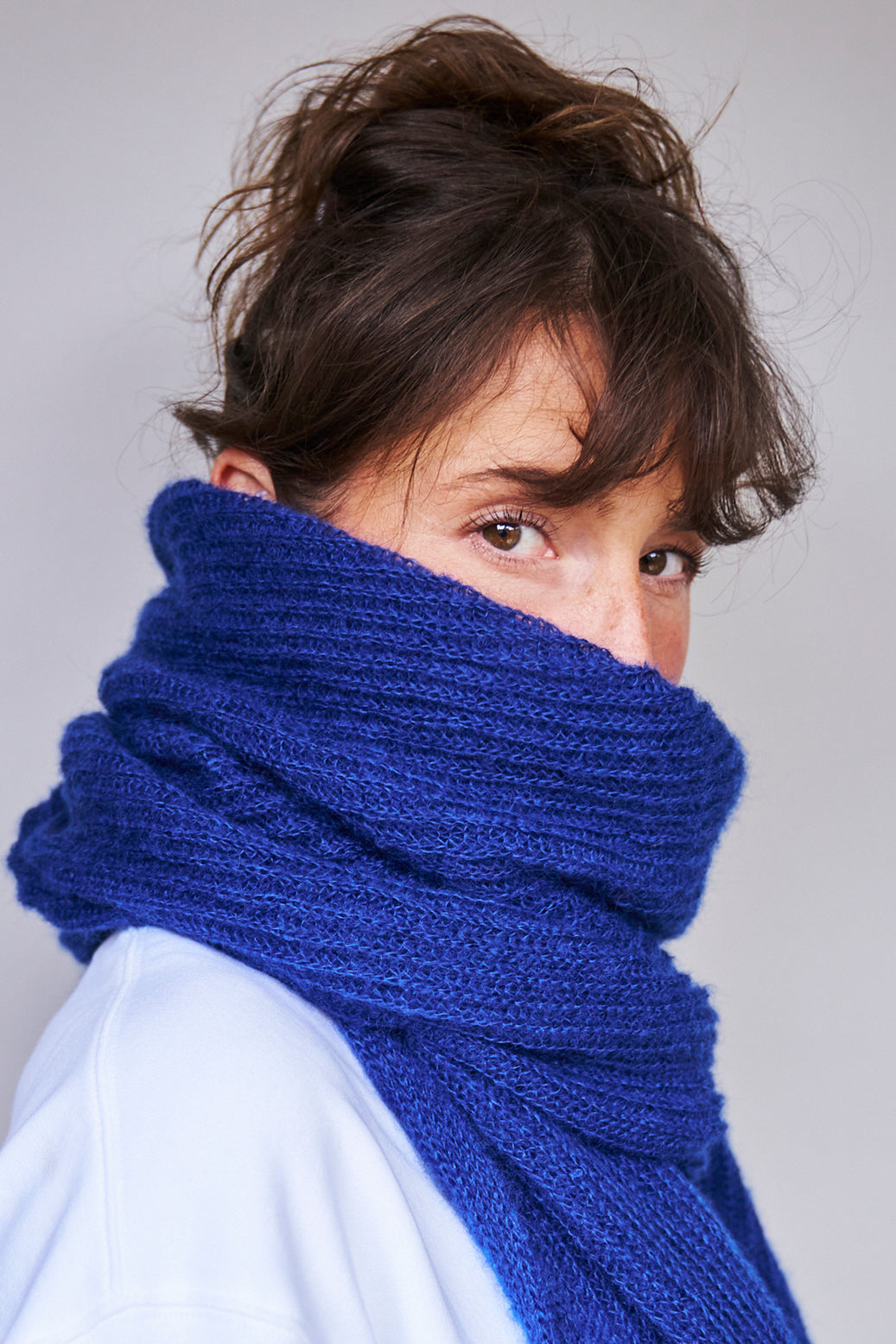 mmies Mohair Scarf Deep Ocean