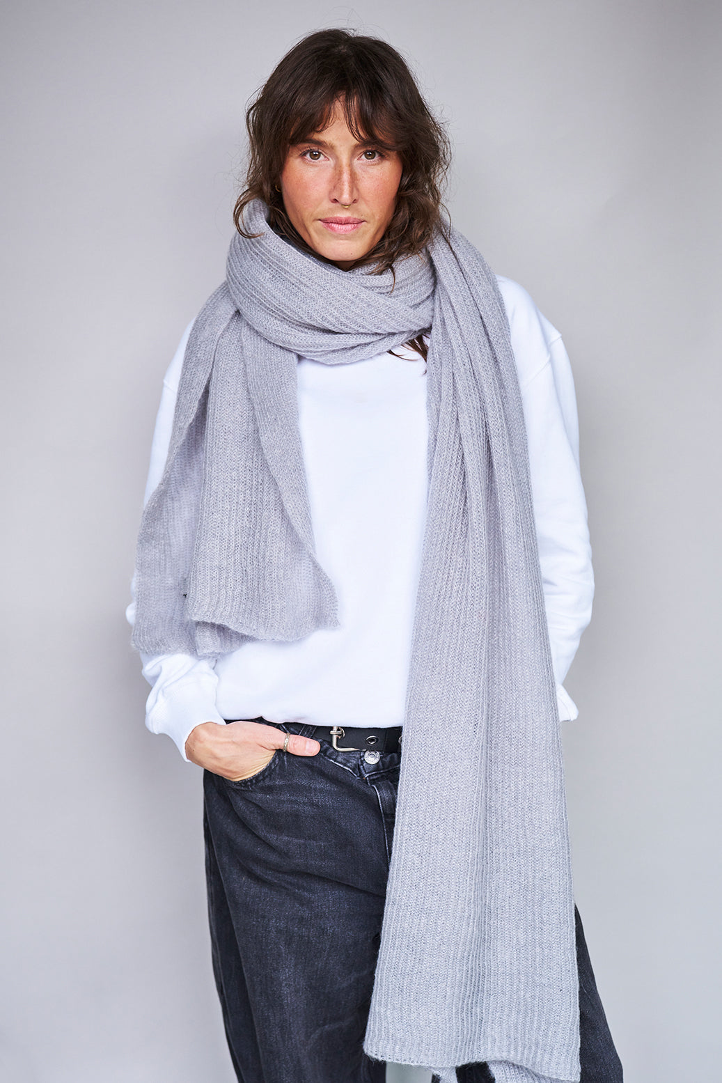 mmies Mohair Scarf Light Grey