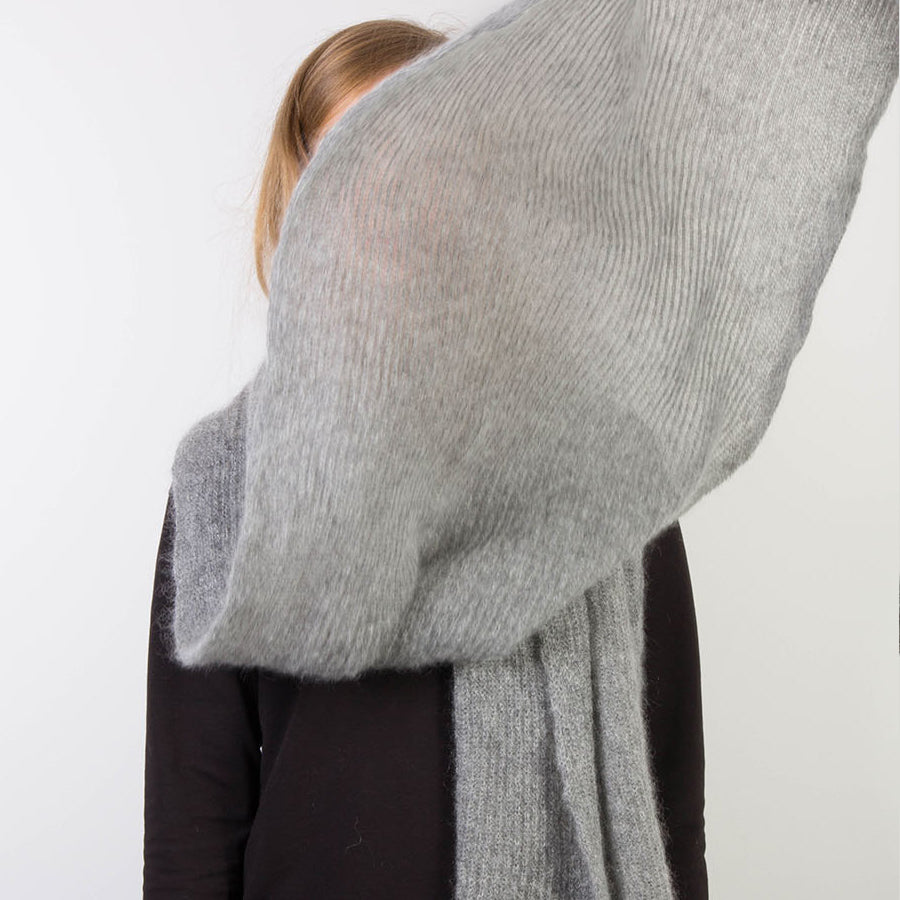 mmies Mohair Scarf Grey Melange